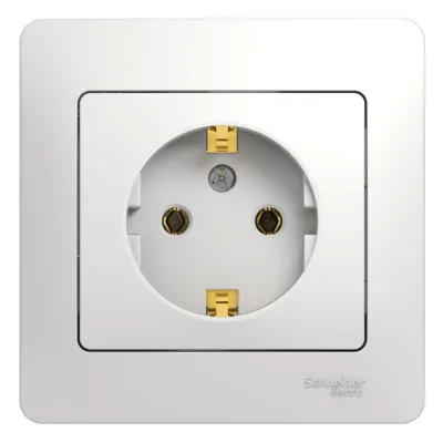 Розетка Systeme Electric Glossa встраиваемая белая с заземлением (GSL000142)
