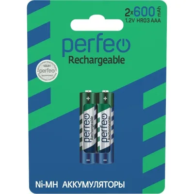 Аккумулятор PERFEO AAA600mAh 2 шт блистер 30 007 015