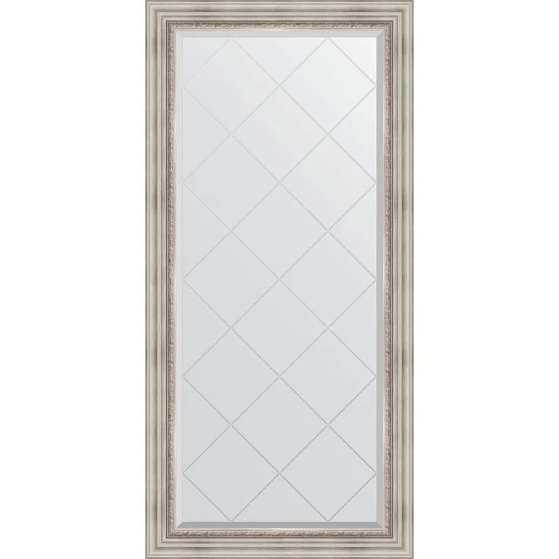 Зеркало EVOFORM с гравировкой в багетной раме - римское серебро 88 мм (76x158 см) BY 4276
