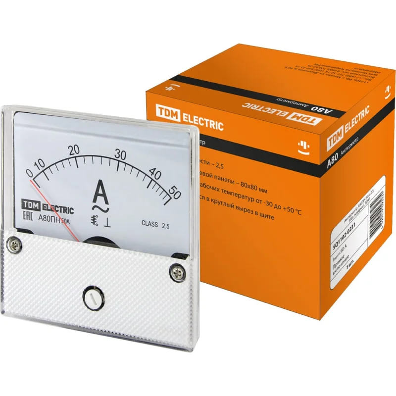 Амперметр TDM ELECTRIC А80ПН 50А-2,5, без поверки SQ1102-0231