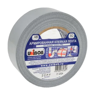 Лента клейкая армированная Unibob, 48 мм × 50 м, серая 134858 37970