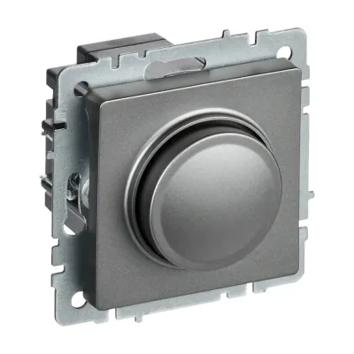 Поворотно-нажимной светорегулятор IEK Brite сс10-1-0-брс 600вт, сталь BR-D20-0600-K46