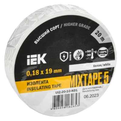 Изолента ПВХ 19мм белая 20м IEK ИЭК UIZ-20-10-K01 9820854