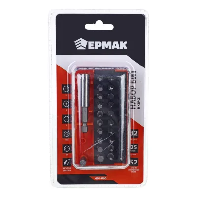 Набор бит 32 предмета (PH, PZ, SL, T(TX), HEX, 25 мм) для шуруповерта ЕРМАК 601-066