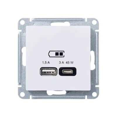 Розетка USB Systeme Electric AtlasDesign встраиваемая лотос USB-A/ Type-C (ATN001329)
