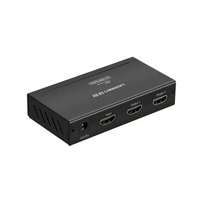 Сплиттер UGREEN 40201 HDMI 1x2 Splitter с адаптером питания 5V 1A DC, черный 40201EU