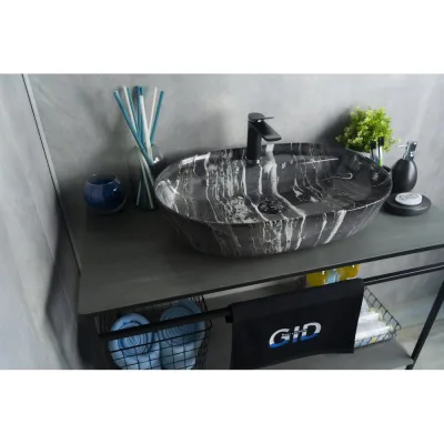 Раковина Gid Bs1346 накладная, под камень глянцевая, 61x41x14 54466