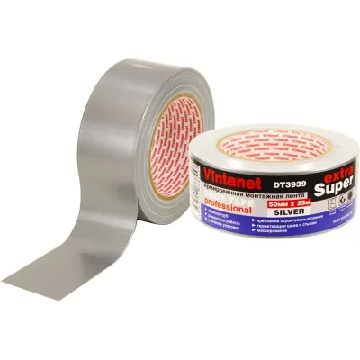 Монтажная армированная лента Vintanet DT3939 ЭКСТРА СУПЕР, серебряная, 50 мм х 25 м DT39395025S