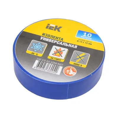 Изолента IEK 0,13х15 мм синяя 10 метров UIZ-13-10-10M-K07