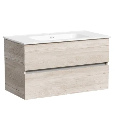 Подвесная тумба Sancos Urban 890x450x550, c двумя ящиками оснащенными доводчиками, дуб галифакс натуральный, арт. UR90EG