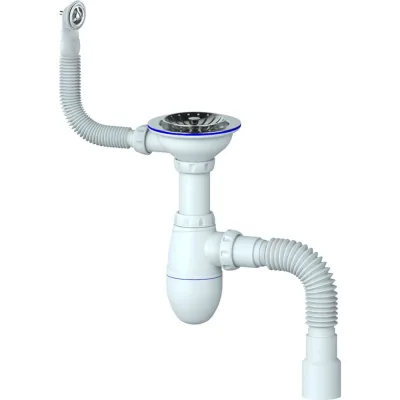 Сифон Unicorn B426P 3 1/2х40 с круглым переливом, с гофрой 40х40х50 винт, шток, ручка - пластик 538035