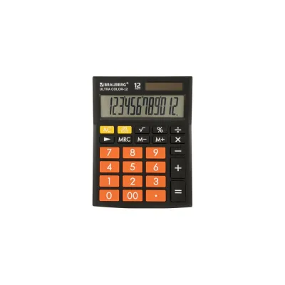 ΠΠ°ΡΡΠΎΠ»ΡΠ½ΡΠΉ ΠΊΠ°Π»ΡΠΊΡΠ»ΡΡΠΎΡ BRAUBERG ULTRA COLOR-12-BKRG 192x143 ΠΌΠΌ, 12 ΡΠ°Π·ΡΡΠ΄ΠΎΠ², ΡΠ΅ΡΠ½ΠΎ-ΠΎΡΠ°Π½ΠΆΠ΅Π²ΡΠΉ, 250499