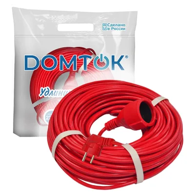 Удлинитель-шнур DOMTOK ПВС 3*1, 2,2кВт, заземляющий контакт, 40м 2506