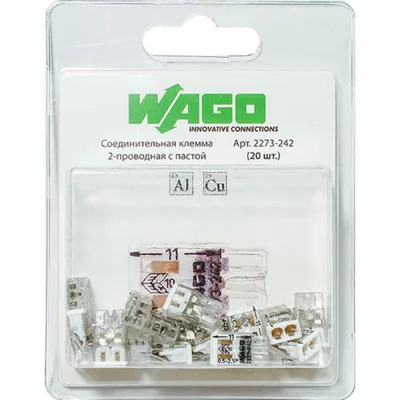 Клемма на 2 провода Wago 2273-242 0,5-2,5 кв. мм самозажимная с пастой (20 шт.)
