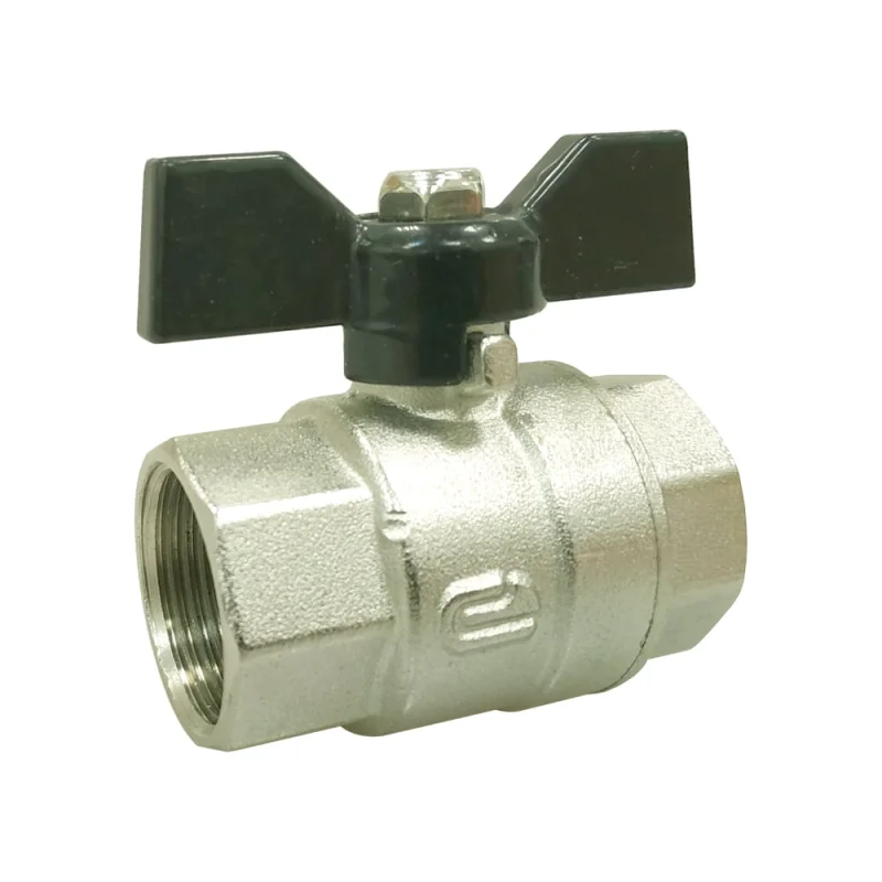 Шаровой кран для воды ONDO 3/4", г/г, бабочка, никель ONFFB034