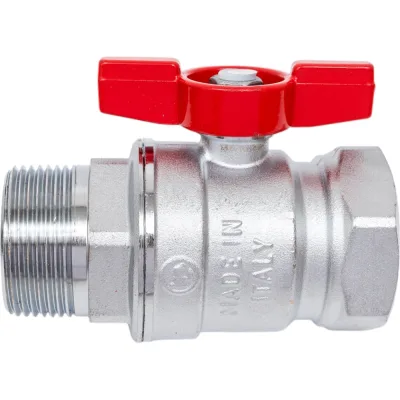 Шаровой кран Giacomini 1 1/4, ВН, ручка-бабочка красная, хромированный R254D R254X006