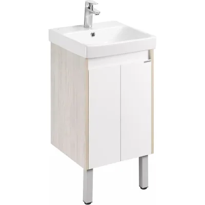 Тумба AQUATON Сканди Doors 55 с раковиной Адриана 55, цвет Белый/дуб верона 1A2788V0SDB20