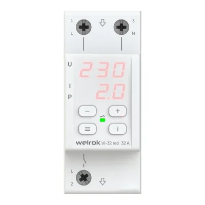 Реле напряжения и тока модульное Welrok VI-32 red 220 В 32 А тип AC цифровое