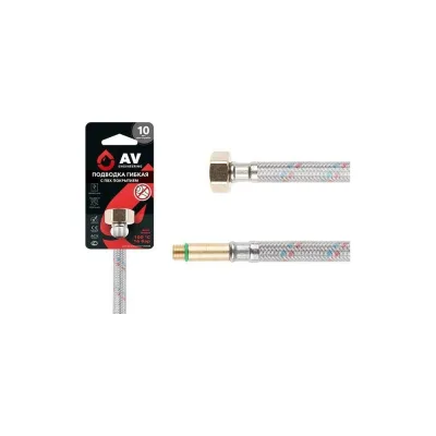 Гибкая подводка для воды AV Engineering иголка М10 длинная - гайка 1/2", 50 см AVE21450