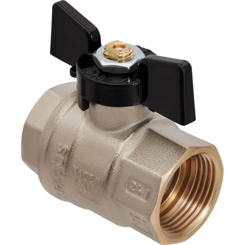 Кран шаровой латунный Hoobs ВР/ВР 1/2'' бабочка чёрная, 24шт/уп. 15132H