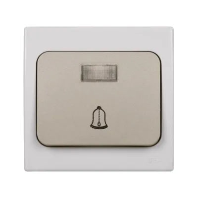 Звонок дверной (кнопка) с подсветкой скрытой установки, серый TDM ELECTRIC IP54 6A серия "Вуокса" SQ1803-0107