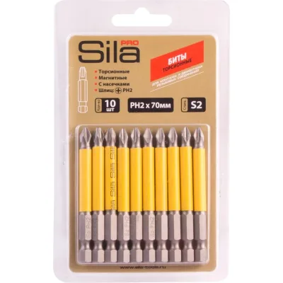 Биты ULTIMA Sila Pro, ph2х70мм, S2, намагнич, торсионые,блистер 10 шт 123112