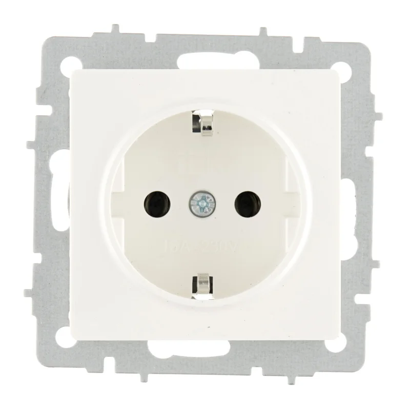Розетка IEK Brite встраиваемая белая с заземлением (BR-R11-16-K01)