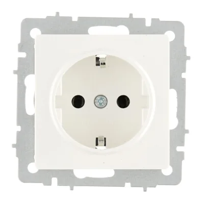 Розетка IEK Brite встраиваемая белая с заземлением (BR-R11-16-K01)