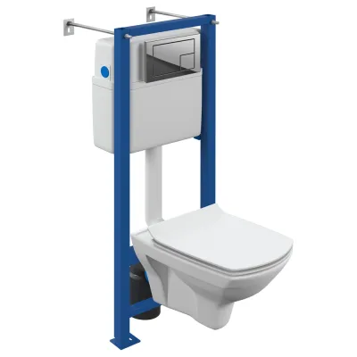 Комплект Cersanit CARINA XL CO DPL EO slim инсталляция VECTOR, кнопка CORNER пластик хром глянцевый 64441