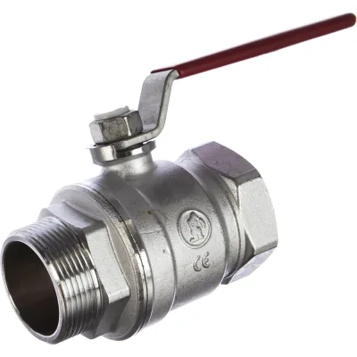 Шаровой кран Giacomini R254DL 1 1/2", внутренняя/наружная, ручка-рычаг красный, хромированный R254LX007