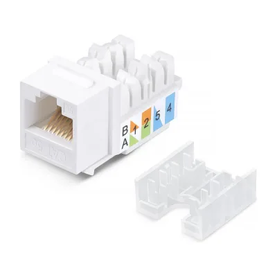 Вставка Keystone Cabeus Jack RJ-45, категория 5e, заделка 110 тип, белая, со стяжкой KJ-RJ45-Cat.5e-90-SW
