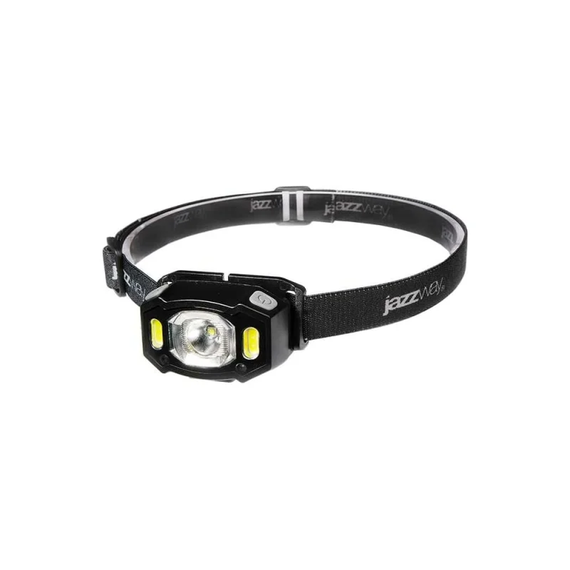 Аккумуляторный налобный фонарь Jazzway AccuH3-L5W-bk LED 5Вт + 2хRED SMD IP54 5 режимов: 100проц. 180лм 3.5ч/50проц. 110лм 5.5ч/30проц. 65лм 15ч/красн. 28ч/мигающ. красн. 12ч аккум. управл. жестами черн. 5036703