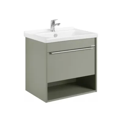 Тумба AQUATON Хоуп 60 с раковиной Миранда 60, 1 ящик, цвет Хаки 1A2872V0HP9D0
