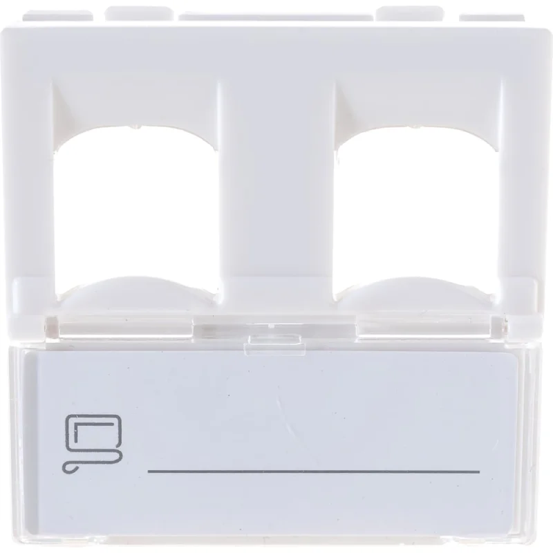 Вставка LANMASTER 45x45 на 2 кейстоуна, со шторкой, маркировкой, белая, LAN-SIP-24L-WH
