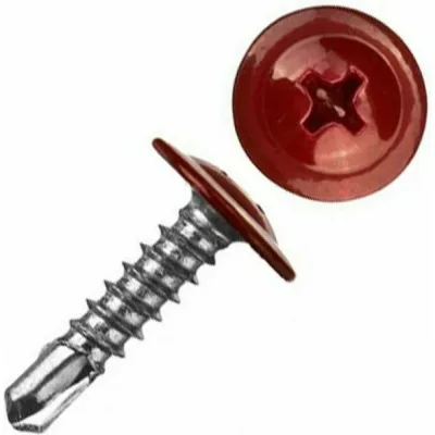 Саморез с прессшайбой STARFIX 4,2x16 мм, цинк, со сверлом, RAL 3005 50 шт. SMZ1-87144-50