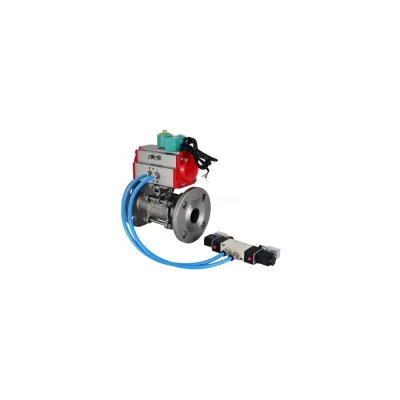 Шаровой кран DN.ru КШФПТ.304.180 Ду20 Ру40, фланц., PTFE, пн.привод DA-052, пн.распред PND1-S2EM-52-2-T10-220VAC, магн.перекл. МППП-200 D160-81241