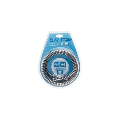 Шланг душевой AV Engineering, PVC, 1/2 г-г, 175 см, хром-черн. AVSSS-108