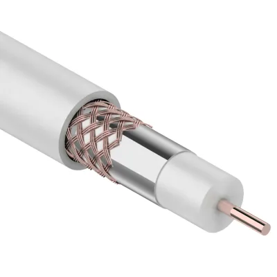 Кабель коаксиальный телевизионный RG 6 1х1 мм экранированный CU PVC Rexant белый