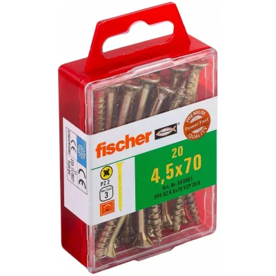 Шуруп для дерева Fischer fpf-sz 4,5x70 yzp, жёлт. цинк, 20 шт. 653961