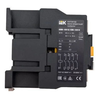 Контактор IEK КМИ-10910, 9А, 24В/АС3, 1НО KKM11-009-024-10