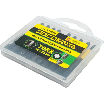 Магнитная ударная бита TORX15, 50 мм, 10 шт РОСОМАХА 331550
