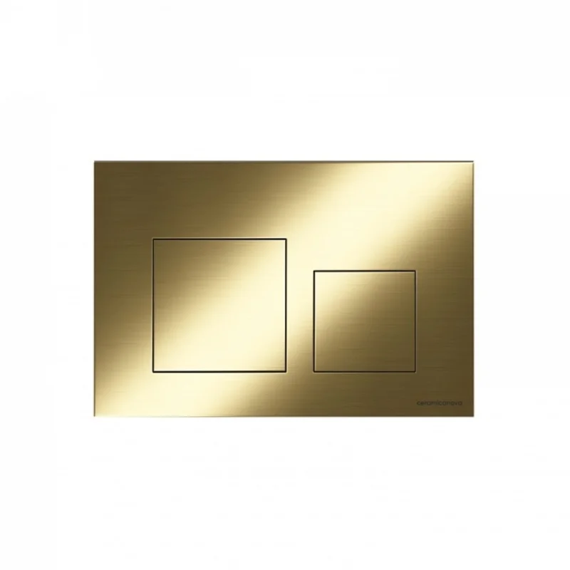 Кнопка смыва Ceramicanova Balance, клавиши Square, цвет брашированное золото, арт. CN12-002BG