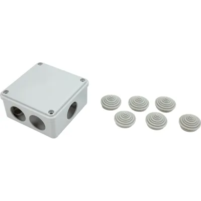 Распаечная коробка IEK КМ для открытой проводки, 100x100x45мм, IP44, 6 вводов, RAL UKO11-100-100-045-K41-44
