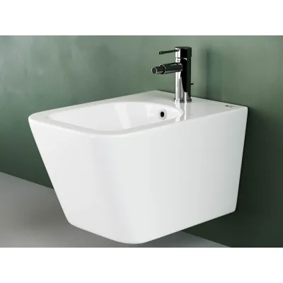 Подвесное биде Ceramicanova Metric с керамическим донным клапаном, 1 отверстие под смеситель, с крепежом для полностью скрытого монтажа. В комплекте донный CN3008MB