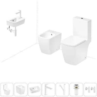Безободковый напольный унитаз Lavinia Boho Aveo Compacto Rimless в комплекте 7 в 1 202008995