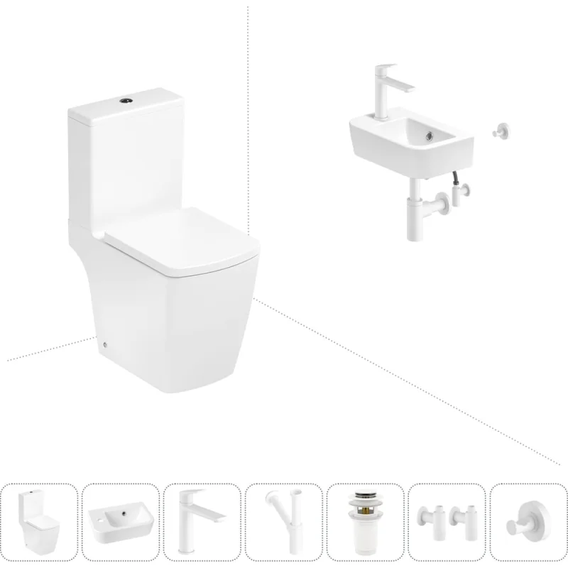 Безободковый напольный унитаз Lavinia Boho Aveo Compacto Rimless в комплекте 7 в 1 202008829