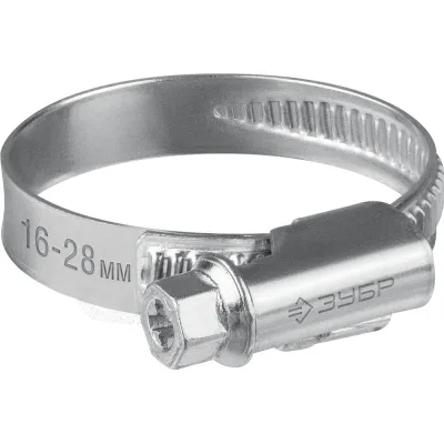 Червячный хомут ЗУБР Х-9н 16-28 мм, оцинкованный, 50 шт. 37807-28