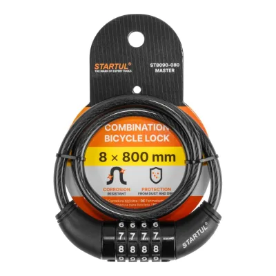 Замок велосипедный кодовый STARTUL MASTER 8x800мм ST8090-080