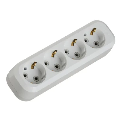 Колодка 4 розетки Makel с заземлением 16 А 250 В 2,2 кВт IP20 белая (MGP151)