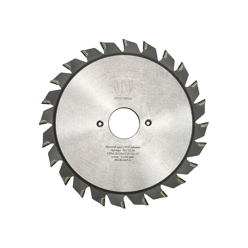 Диск пильный с PCD зубьями (120x2.8-3.6x22 мм; Z=12+12 шт) WOODWORK 20.122.24